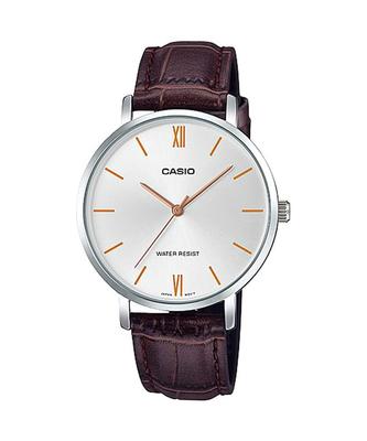 Quartz Watch Silver X Brown Leather Band Overseas Model [Casio] Women's LTP-VT01L-7B2
