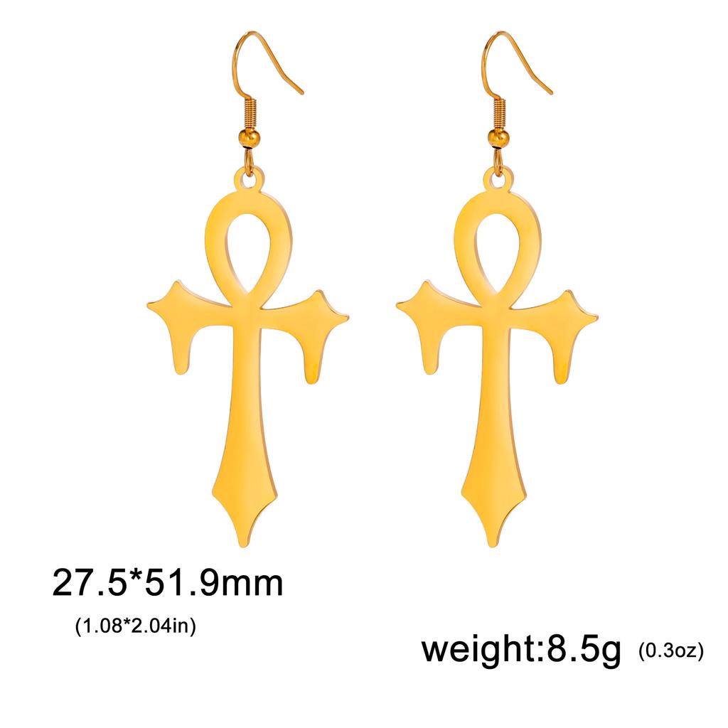 Dawapara Antike Ägyptische Symbol Ohrringe Auge des Horus und Ankh Kreuz Hieroglyphisches Ideogramm Schutz Amulett Edelstahl