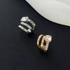 Ingemark Minimalism Rhinestone Multi-layer Clip Earring for Women Exquisite C Shape Non-Piercing Ear Clip Set Trendy New Jewelry