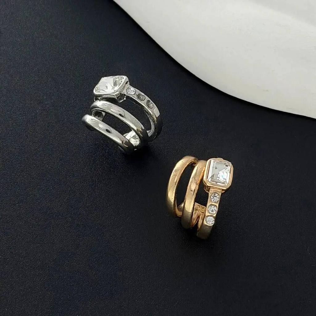 Ingemark Minimalism Rhinestone Multi-layer Clip Earring for Women Exquisite C Shape Non-Piercing Ear Clip Set Trendy New Jewelry