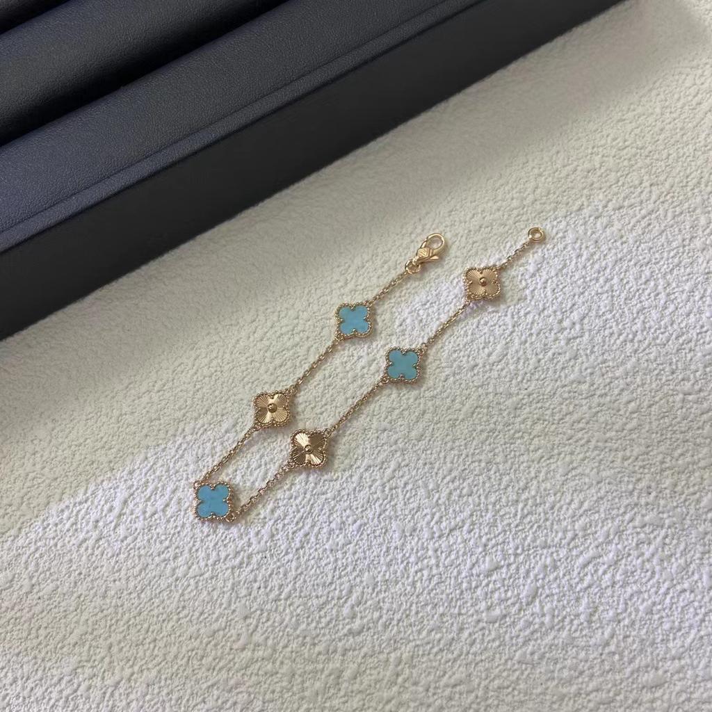 9MM Mini Six-flower Four-leaf Clover Bracelet White Mother-of-pearl Purple Chalcedony CNC Craft Simple and Versatile High-end Bracelet