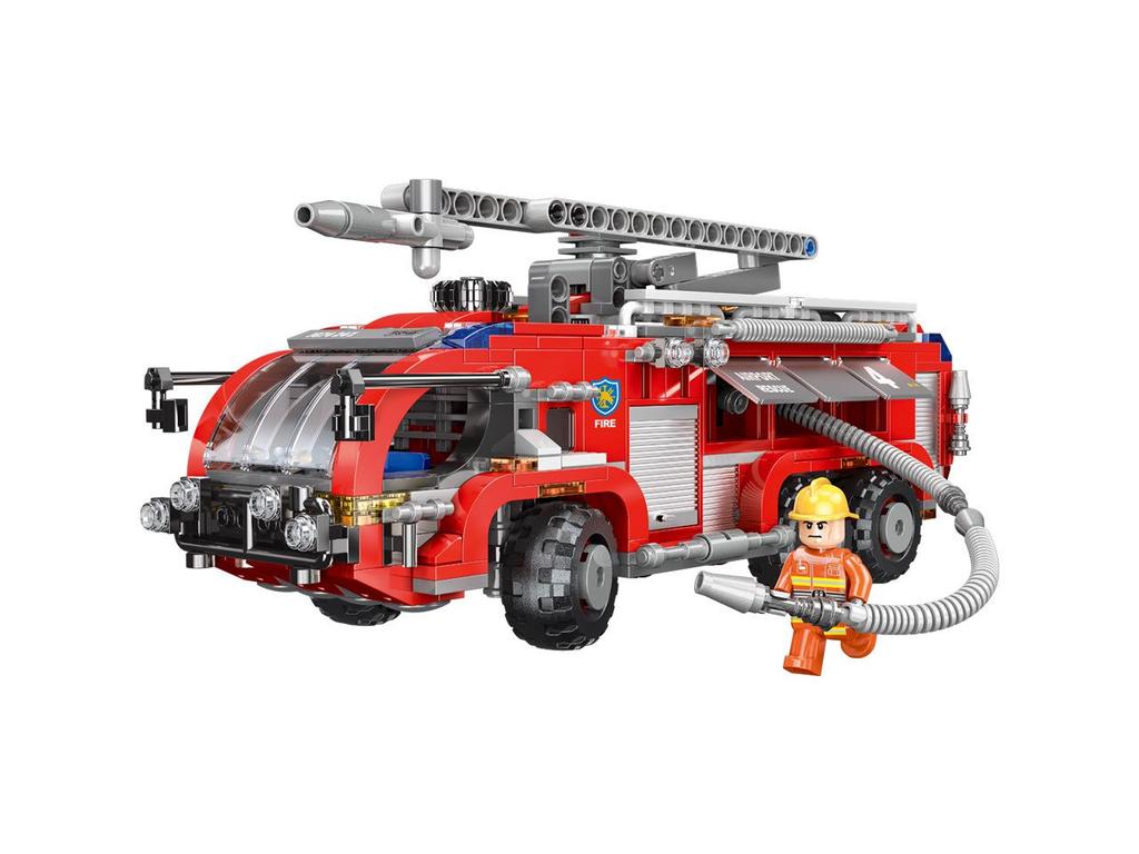 Star Fort Aerial Ladder Fire Truck XB03031: Educational Building Block Toy for Kids