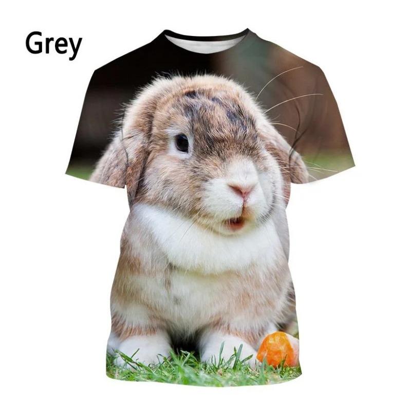 New Fashion Animal Rabbit 3D Printed T-shirt Men's and Women's Summer Casual Short Sleeve Crewneck Shirt Top
