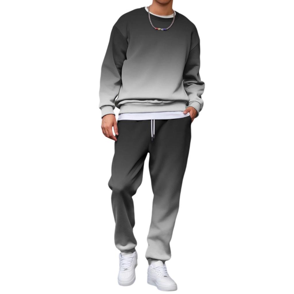 Men's Gradient Print Hoodie and Jogger Pants Set Casual Loose Fit Two Piece Outfit