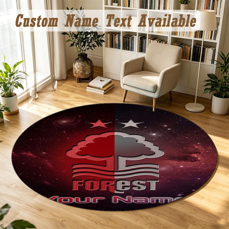 Round Rug Custom NameNottingham Forest FC Pattern Non Slip Carpet Home Floor Decor