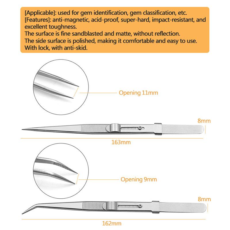 Tweezers, Stainless Steel Tweezers Adjustable Slide Lock Antistatic Tweezers Jewelry Making Tool For Electronic Component Repair