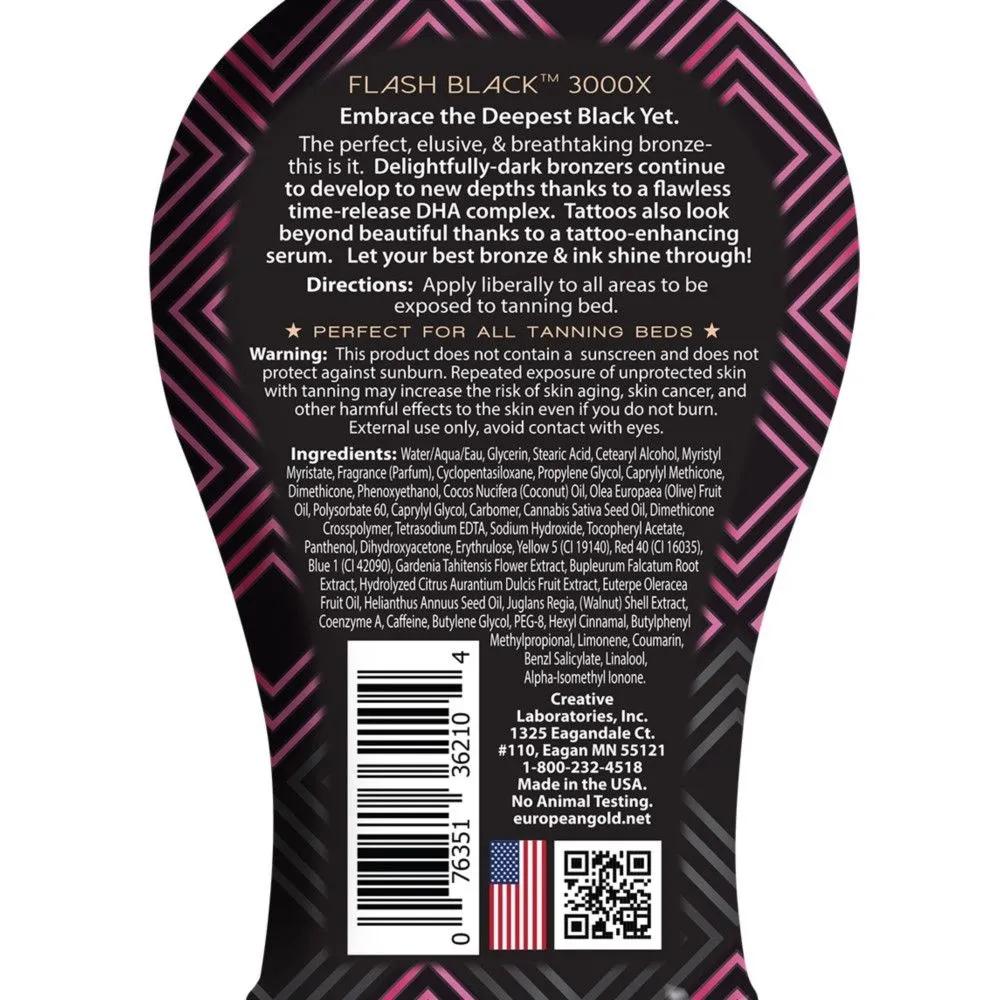 European Gold Flash Black 3000X Indoor Tanning Lotion 354ml (2 Bottles)