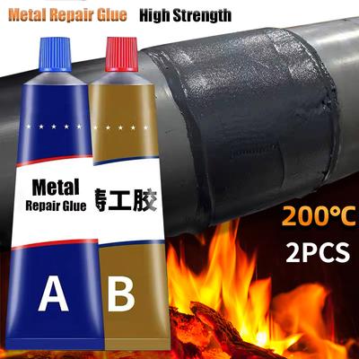 Colla multifunzionale per riparazioni di metalli, colla super resistente per ghisa, colla per saldatura a freddo ad alta temperatura, colla AB, strumento di riparazione