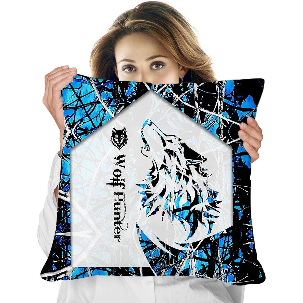 Animal Pillowcase Beautiful Wild Boar Hunting Reversible Printed Cushion Cover Home Fun Throw Pillow