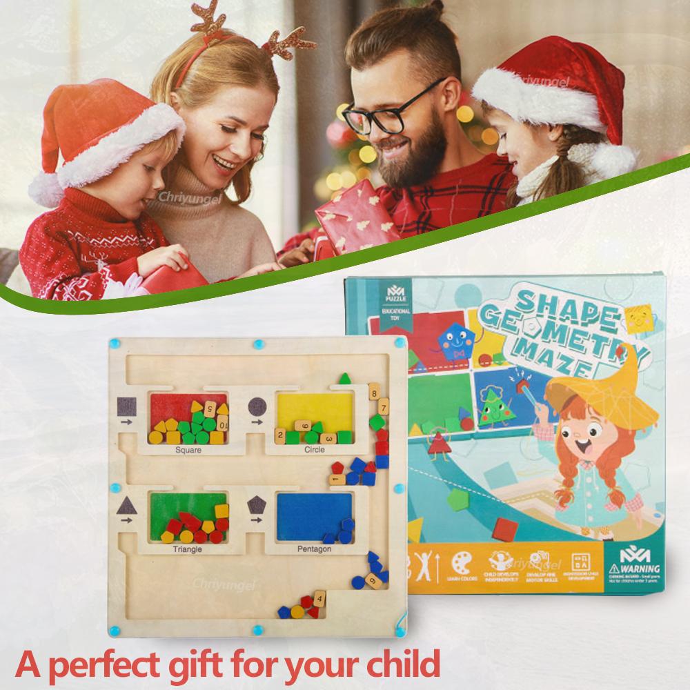 Wooden Montessori Magnetic Maze Toy Educational Fine Motor Toy Color  Shape Sorting Board Travel Brain Teaser Kid Toddler Gift