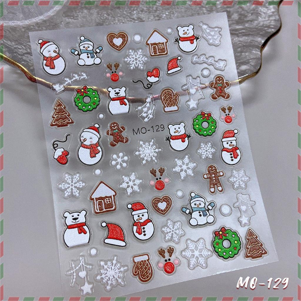 5D Snowflake Nail Art Sticker Decals 5D Stereoscopic Embossed Christmas Nail Art Decoration Charms Self-Adhesive