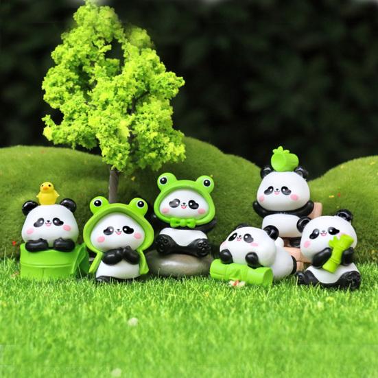6 ks Mini Panda Figurky Ozdoby Panda na Palubní Desku Auta Miniaturní Zvířecí Ozdoby pro DIY Řemesla Mikro-Krajiny Pohádková Zahrada