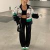 Dámská oversized Streetwear bunda s potiskem, větruodolná, s dlouhým rukávem, motorkářský styl, ležérní svrchní oblečení