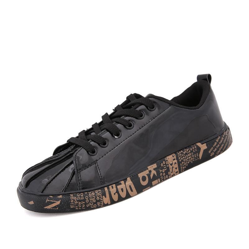 

Пара мужских лакированных глянцевых кед, обувь больших размеров, женская молодежная спортивная и обувь для отдыха, тренд 36