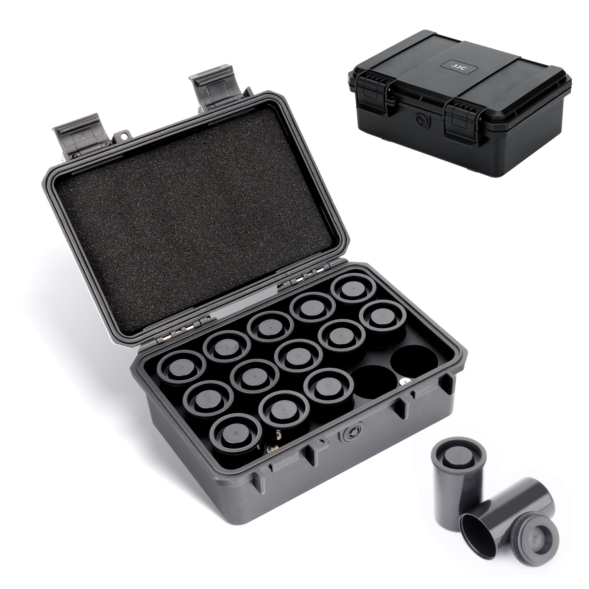 

JJC 135 Film Holds 15 Rolls of 35mm Protective Film Canister with Made of IP67 and with Pressure Regulating Valve Case, Film, Cap, PE, Waterproof,