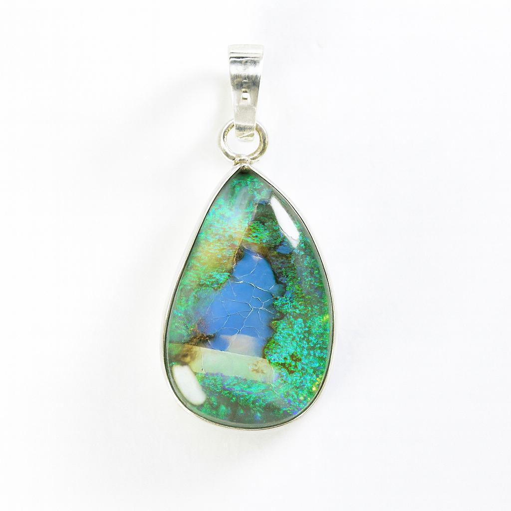 Natural Aurora Opal 25.65 Ct 925 Sterling Silver Pendant best Gift