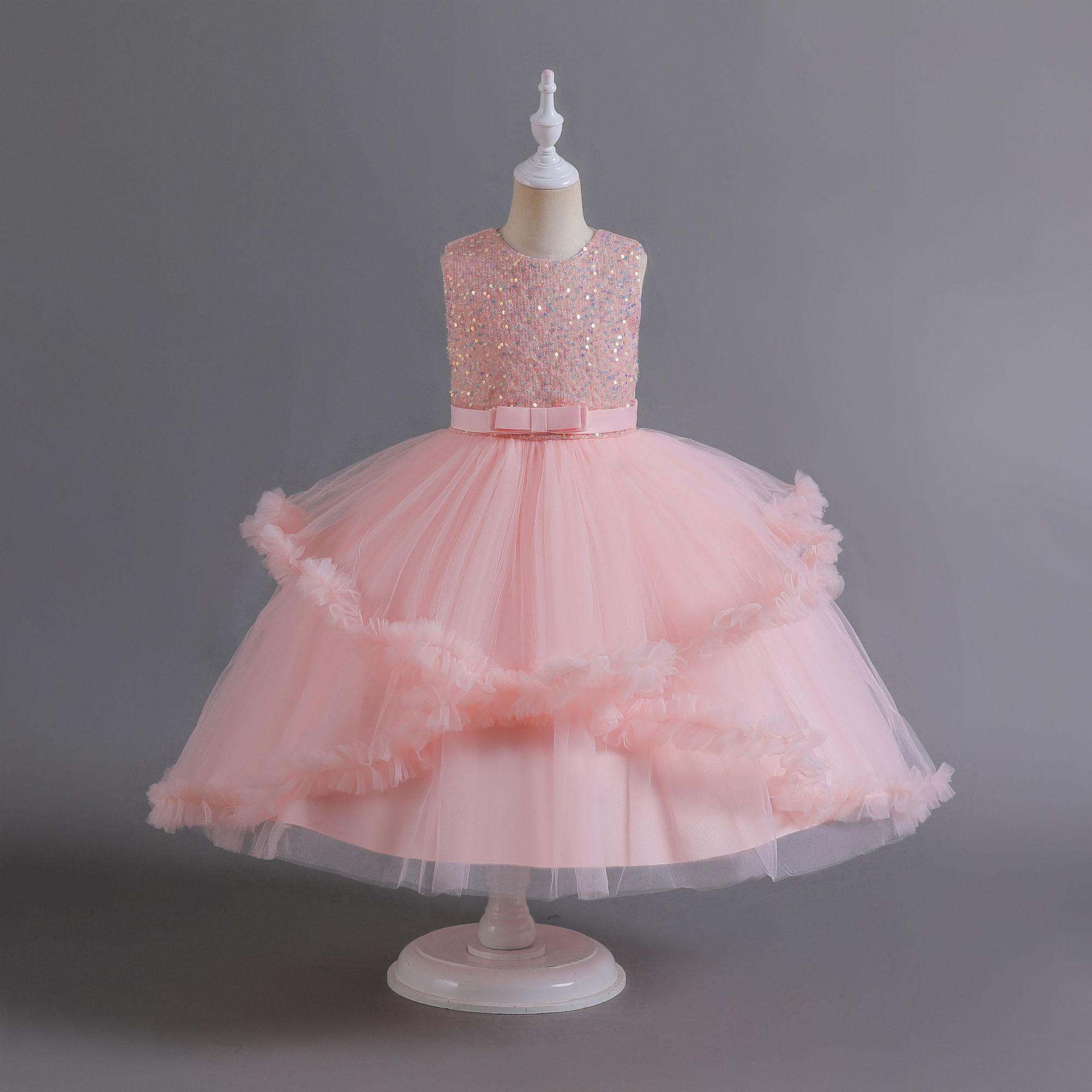 

Вечернее платье принцессы с пайетками, пышное, из сетки, для девочек 160 cm