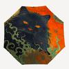 1pc Black Cat's Journey Automatic Umbrella Design, Cute Cartoon Pattern, Portable Outdoor Umbrella, Perfect Y007