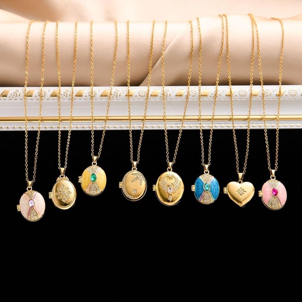 Romantic Photo Frame Necklace Oval Shape Vintage Openable Necklace  Anniversary Gifts