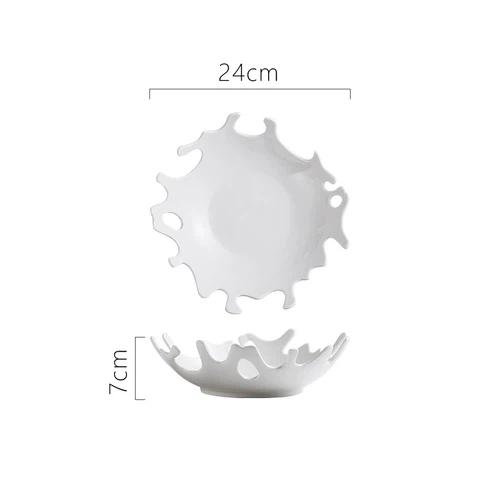 Creative White Irregular Ceramic Plates – Coral Shape Salad, Dessert & Dinner Porcelain Dish Set for Home Kitchen