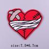 Red Heart Patch Iron On Patches On Clothes Fire Punk Skull Embroidered Patches For Clothing Hook Loop Patch For Clothes Stickers