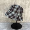 High Quality Plaid Contrasting Color Double-Sided Cotton Bucket Hat Female Retro Face Small Face Hat Tide