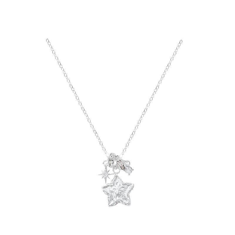 Koreansk söt pentagramhänge titanstålsmycke kvinnors lätta lyx nischad high-end nyckelbenskedja