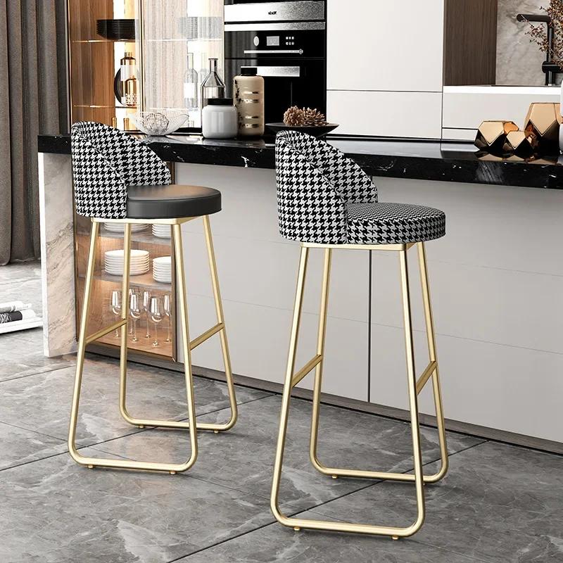 Nordic 65cm Leather Bar Stool – INS Luxury Design with Gold Legs, Backrest, Ideal for Kitchen & Home Bar