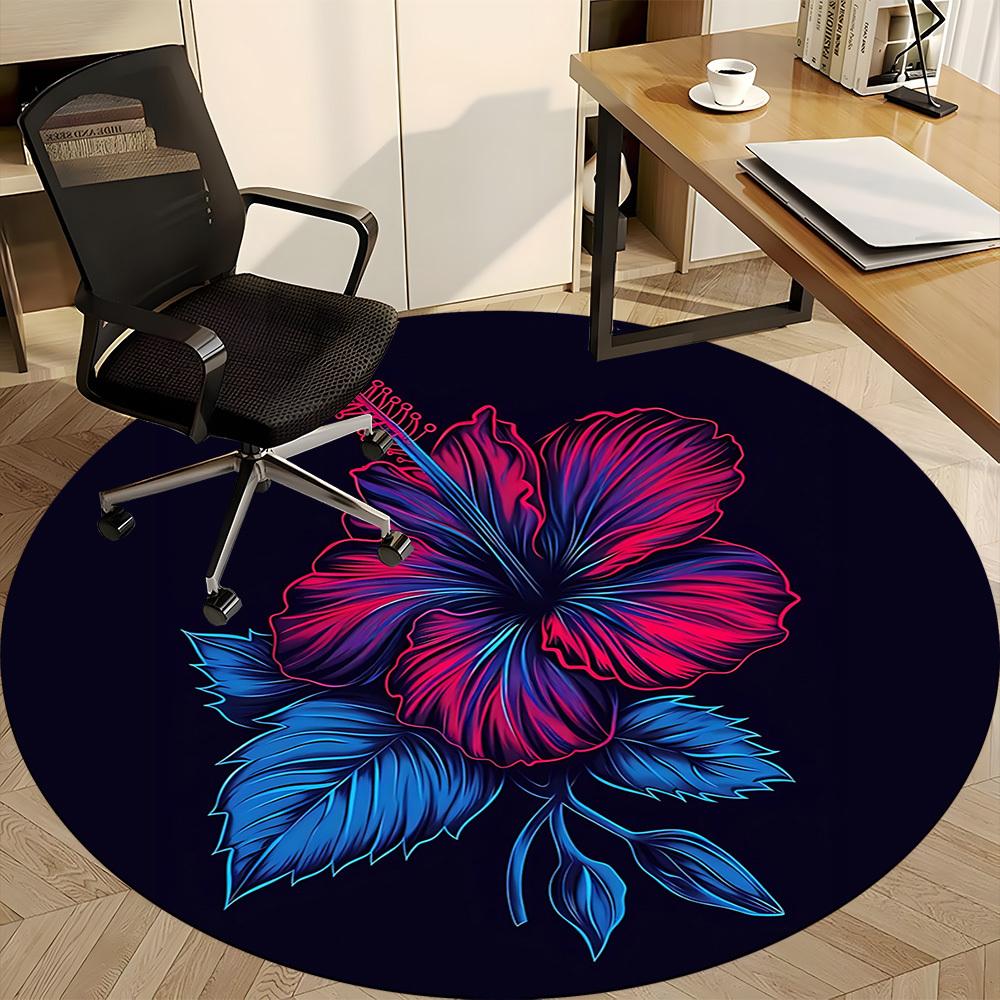 1pc Floral Bloom Office Round Area Rug, Indoor Mat Suitable For Office, Under Office Chairs Bedroom Living Room Home Decor, Room Deco