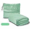 Travel Blanket Soft Fleece 2-in-1 Foldable Pillow Combo Flights Camping Car Trips Airplane Pillow Blanket with Luggage Strap