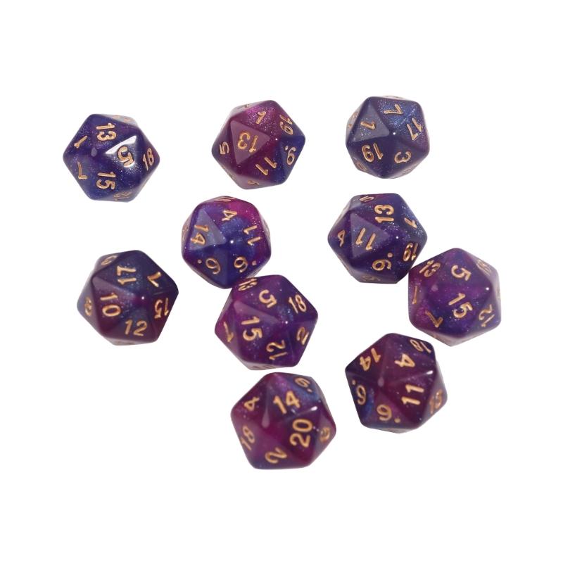 10 Pcs Polyhedral RPG Dice Acrylic 20-Sided Double-Color Game Dice for Aesthetic Conscious Tabletop Player Easy-Use 24BD