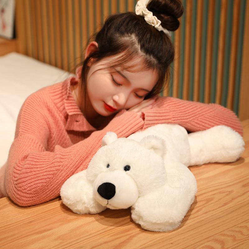 Super Soft Big Lying White Polar Bear Toy Stuffed Animals Doll Cushion Dinosaur Pig Husky Dog Throw Pillow Hug Cuddly Plushies