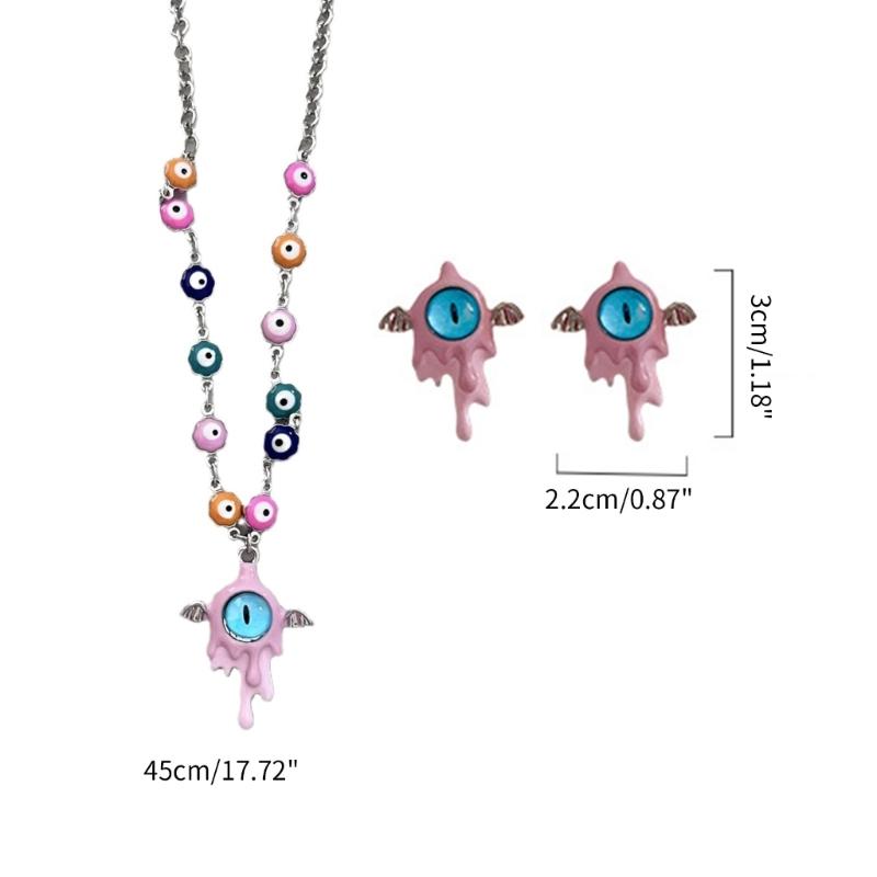 Evil Eye Necklace Evil Eye Ear Pins Sweet and Fashionable Alloy Accessories Evil Eye Jewelry for Party Wedding Daily