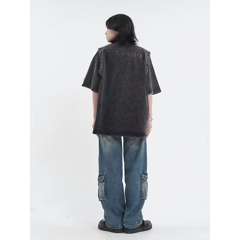 Unisex Retro High-Street Wide-Leg Jeans with Pockets