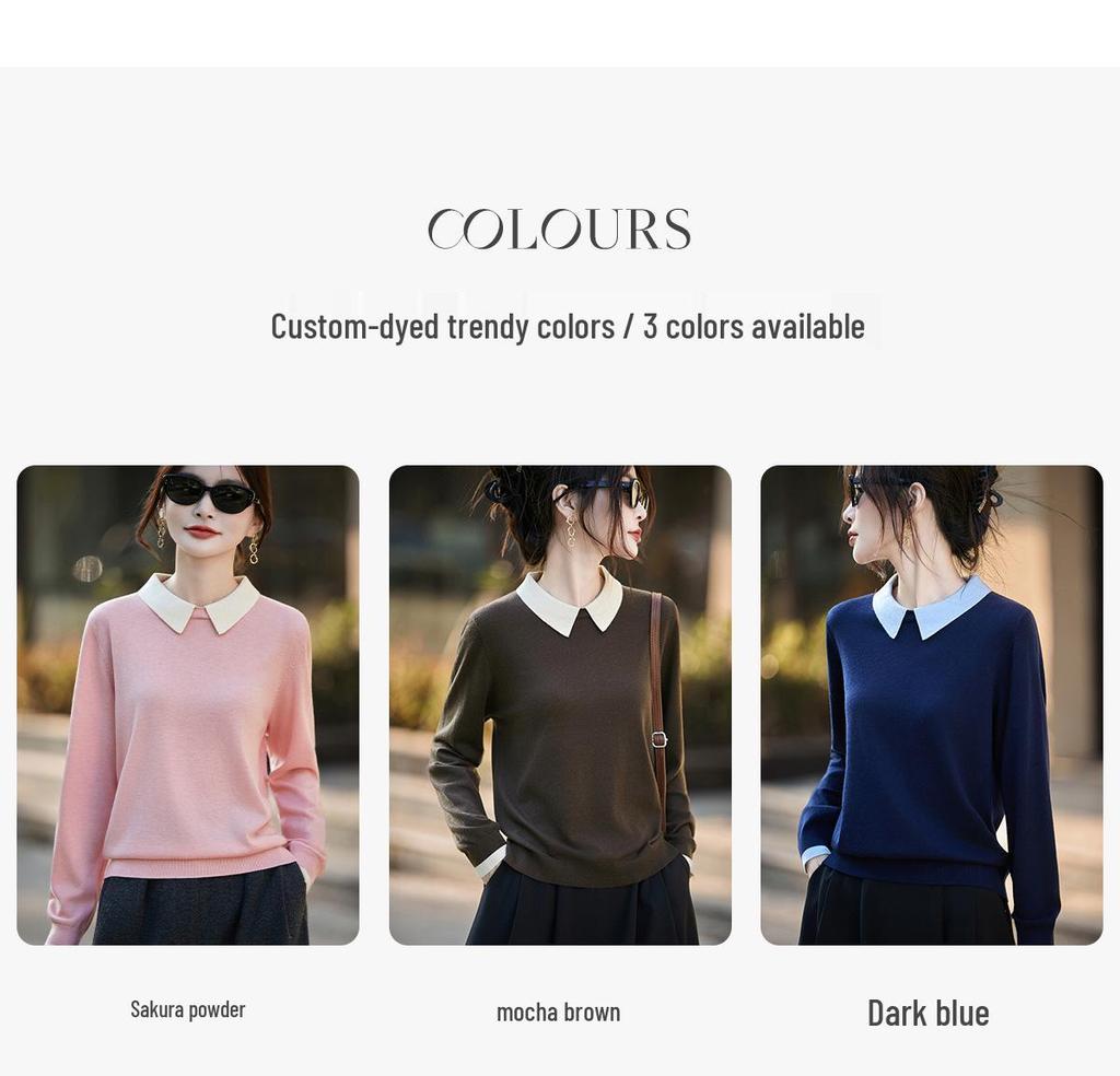Women's Cashmere Soft Knit Polo Collar Pullover - Versatile, Simple, and Elegant Design for Spring and Autumn