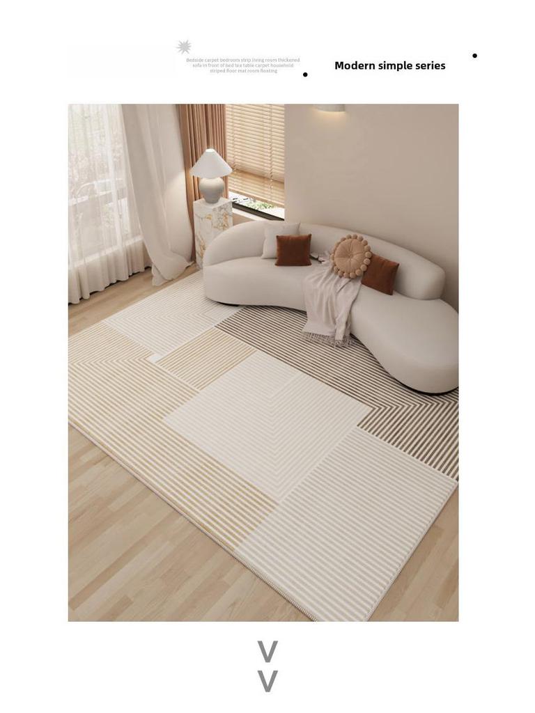 Round Non-Slip Velvet Carpet – Modern Cream for Living Room, Bedroom, or Entrance