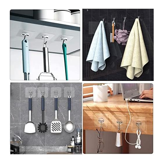Wall Hanging Hook, Strong Adhesive, No Drilling Hook - YOKELLMUX Wall Hanging Hook, Adhesive Hook, Load Capacity 20KG, No Drilling, No Damage, No