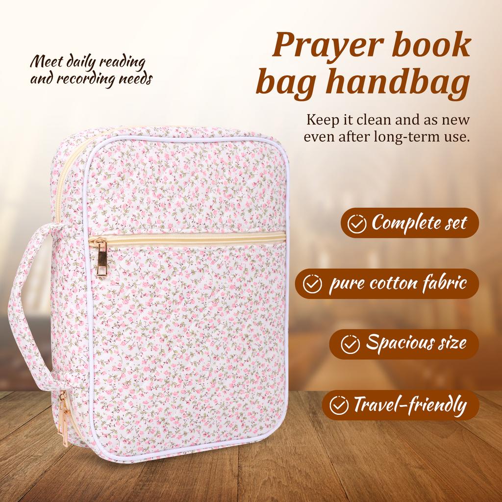 Bible Cover Case Portable Cotton Bible Tote Bags with Handle Multi-purpose Study Accessory Kit Book Storage Bag for Travel Study