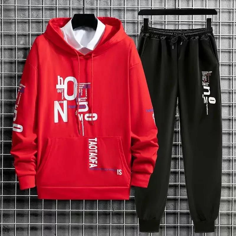 Herr Pullover och Casual Byxor Kostym Vår Huvtröja Sportkläder Skoltrend Tröjkostym Sportkostym