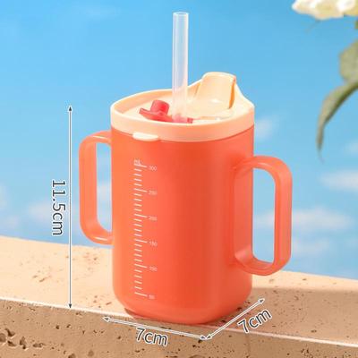 He Guo Baby-Milchbecher mit Strohhalm - Trinkbecher für Säuglinge mit Skala zum Lernen des Trinkens von Wasser
