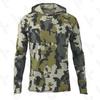 Mens Camo Hooded Fishing Shirt Quick Dry UV Protection Outdoor Camping Hiking Lightweight Breathable Performance Top