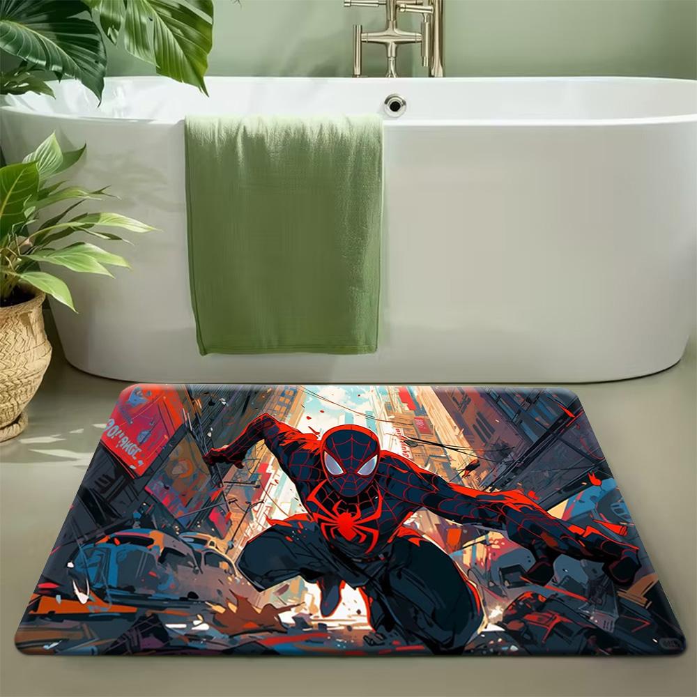 1pc Marvel Spider for Man Themed Door Mat Soft Non Slip Absorbent Floor Rug for Home Living Room Bedroom Bathroom Entrance Dec