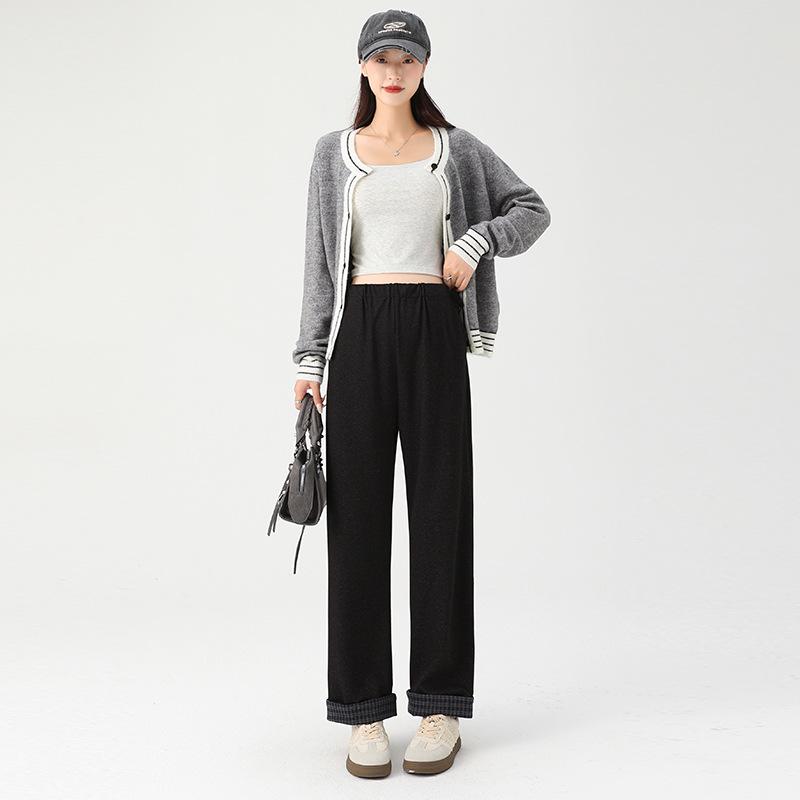 

Autumn 2026 Maternity Petite Wide-Leg 9/10 Pants Without Belly Support XL чёрный