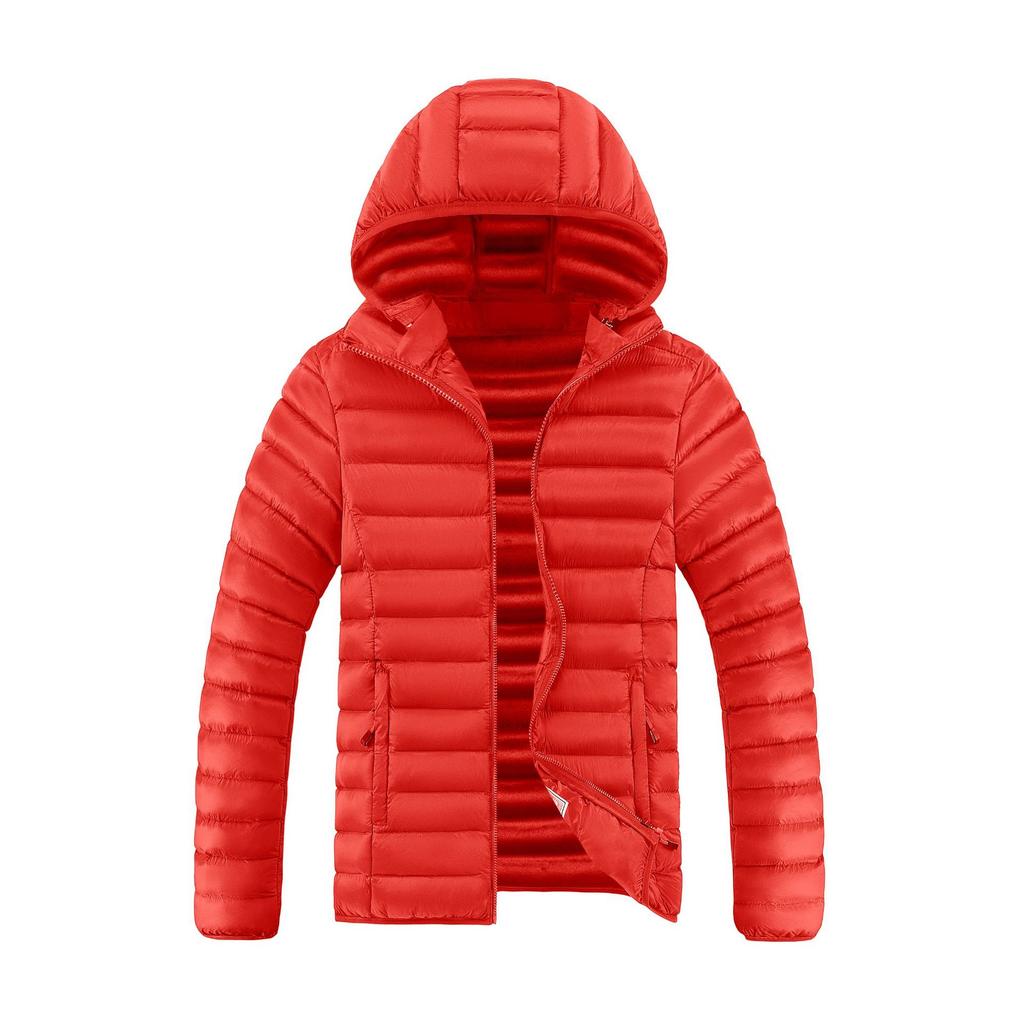 Men's Casual Cotton Jacket Hooded Solid Color Winter Daily