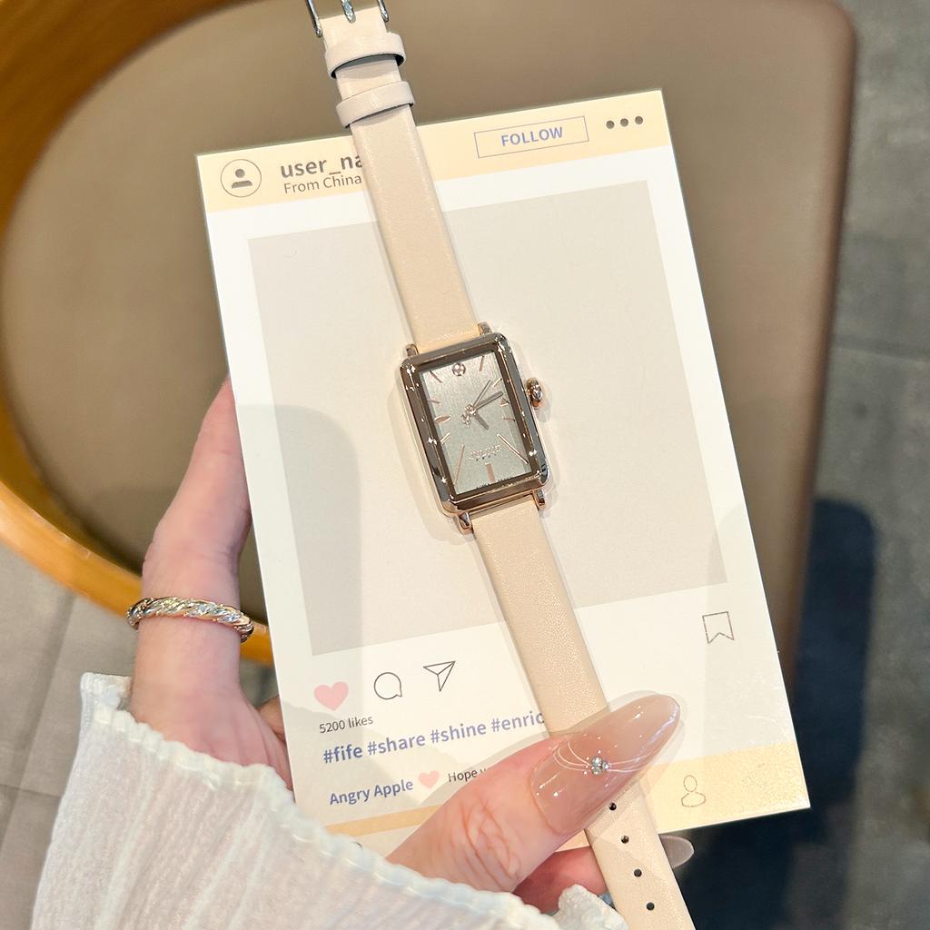 New women's wristwatch new style fashionable and simple square retro leather strap quartz wristwatch, elegant women's watch.
