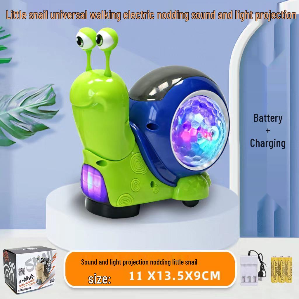 Electric Toy Snail with Automatic Obstacle Avoidance, Sound, Light, and Projection Features for Kids