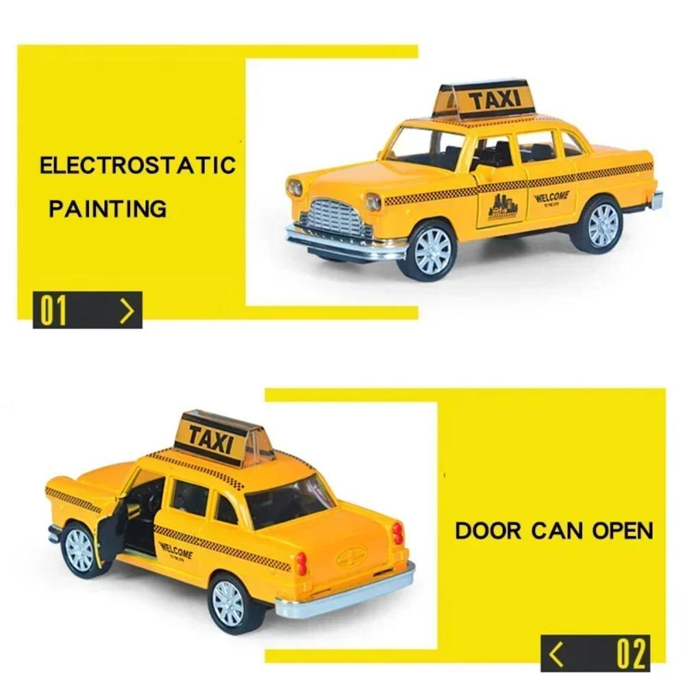 Modellino Taxi Retrò 1/32 Giocattolo Auto in Lega Miniatura da Collezione Diecast Suono Luci Giocattoli per Bambini Regalo Festa dei Bambini