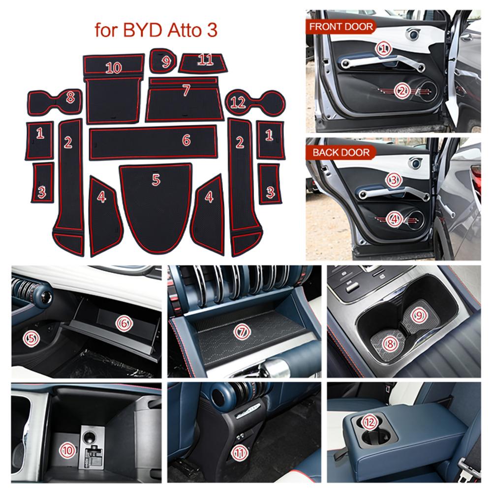 For BYD Atto 3 2026 2026 2026 LHD Car Interior Door Groove Mats Gate Slot Pad Non-slip Cup Mat Decoration Accessories