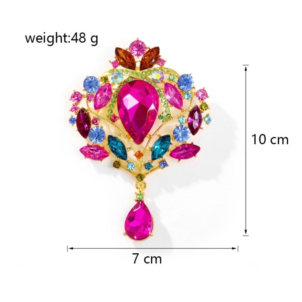 New Versatile Crystal Brooch Metal Gold Silver High-end Brooch Water Drop Shape Lapel Decorative Pin Women's Fashion