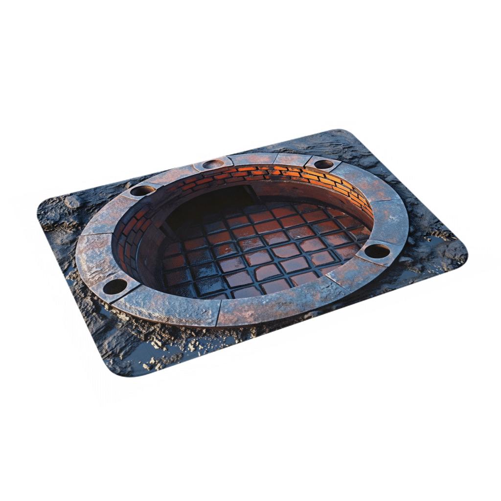 3D Manhole Cover Design Realistic Floor Front Door Mat Anti-Slip Outdoor Quick Dry Doormat Living Room Entrance Rug Carpet